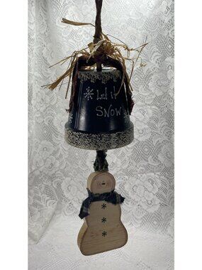 Vintage Christmas Holiday Snowman Handcrafted Ceramic Bell